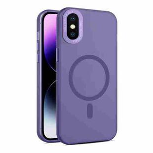 For iPhone XS Max MagSafe Frosted Translucent Mist Phone Case(Dark Purple)