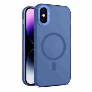 For iPhone XS Max MagSafe Frosted Translucent Mist Phone Case(Royal Blue)