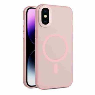 For iPhone XS Max MagSafe Frosted Translucent Mist Phone Case(Pink)
