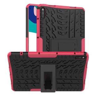 For Huawei MatePad 10.4 Tire Texture Shockproof TPU+PC Protective Case with Holder（Pink）