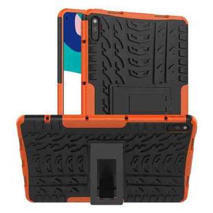 For Huawei MatePad 10.4 Tire Texture Shockproof TPU+PC Protective Case with Holder(Orange)