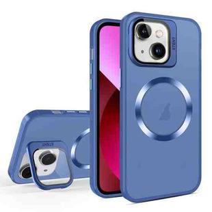 For iPhone 13 Skin Feel CD Texture MagSafe Lens Holder Phone Case(Royal Blue)