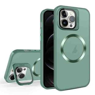 For iPhone 12 Pro Max Skin Feel CD Texture MagSafe Lens Holder Phone Case(Green)