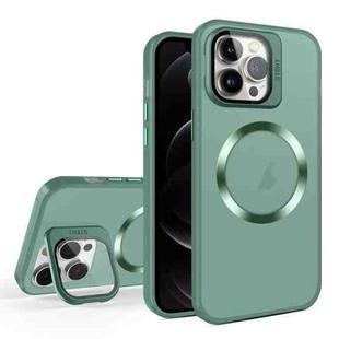 For iPhone 12 Pro Skin Feel CD Texture MagSafe Lens Holder Phone Case(Green)
