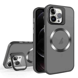 For iPhone 12 Pro Skin Feel CD Texture MagSafe Lens Holder Phone Case(Black)