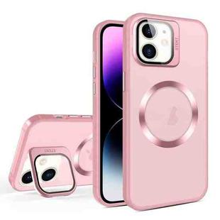 For iPhone 11 Skin Feel CD Texture MagSafe Lens Holder Phone Case(Pink)