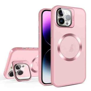 For iPhone 11 Pro Skin Feel CD Texture MagSafe Lens Holder Phone Case(Pink)