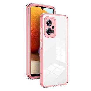 For Xiaomi Poco X4 GT/12T Pro/Redmi Note 11T Pro 3 in 1 Clear TPU Color PC Frame Phone Case(Pink)