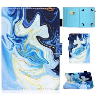For 7 inch Universal Voltage Painted Pattern Tablet PC Protective Leather Case with Bracket & Card Slots & Pen Slot & Anti-skid Strip(Blue Marble)