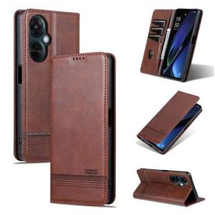 For OPPO K11x AZNS Magnetic Calf Texture Flip Leather Phone Case(Dark Brown)