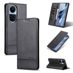 For OPPO Reno10 Global AZNS Magnetic Calf Texture Flip Leather Phone Case(Black)