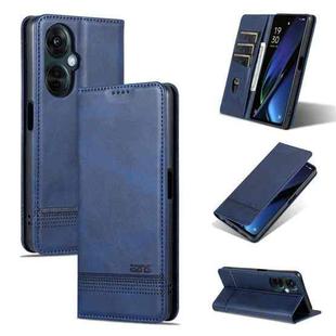 For OPPO K11 5G / OnePlus Nord CE3 AZNS Magnetic Calf Texture Flip Leather Phone Case(Dark Blue)