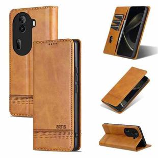 For OPPO Reno11 China AZNS Magnetic Calf Texture Flip Leather Phone Case(Light Brown)