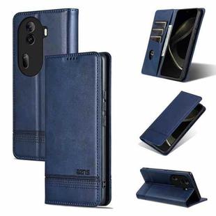 For OPPO Reno11 China AZNS Magnetic Calf Texture Flip Leather Phone Case(Dark Blue)