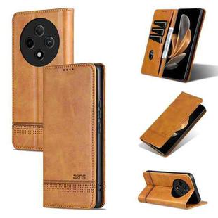 For OPPO A3 Pro 5G AZNS Magnetic Calf Texture Flip Leather Phone Case(Light Brown)