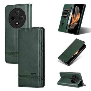For OPPO A3 Pro 5G AZNS Magnetic Calf Texture Flip Leather Phone Case(Dark Green)