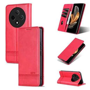 For OPPO A3 Pro 5G AZNS Magnetic Calf Texture Flip Leather Phone Case(Red)