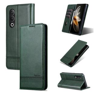 For OPPO K12 AZNS Magnetic Calf Texture Flip Leather Phone Case(Dark Green)