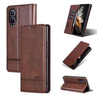 For OPPO K12x / OnePlus Nord CE4 Lite AZNS Magnetic Calf Texture Flip Leather Phone Case(Dark Brown)