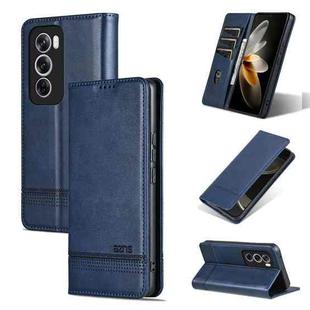 For OPPO Reno12 Global AZNS Magnetic Calf Texture Flip Leather Phone Case(Dark Blue)