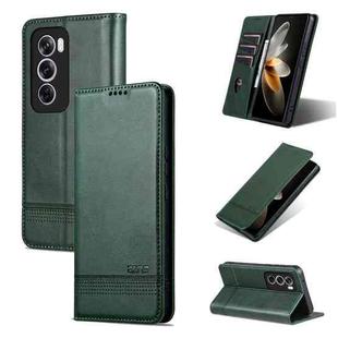 For OPPO Reno12 Global AZNS Magnetic Calf Texture Flip Leather Phone Case(Dark Green)