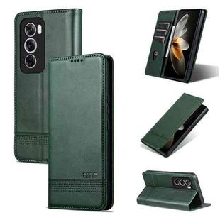 For OPPO Reno12 Pro Global AZNS Magnetic Calf Texture Flip Leather Phone Case(Dark Green)