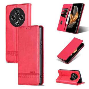 For OPPO A3 5G China AZNS Magnetic Calf Texture Flip Leather Phone Case(Red)