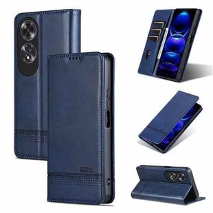 For OPPO A60 4G AZNS Magnetic Calf Texture Flip Leather Phone Case(Dark Blue)