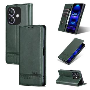 For OPPO A3x 4G AZNS Magnetic Calf Texture Flip Leather Phone Case(Dark Green)