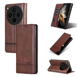 For OPPO Find X8 Pro AZNS Magnetic Calf Texture Flip Leather Phone Case(Dark Brown)