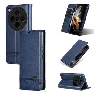 For OPPO Find X8 Pro AZNS Magnetic Calf Texture Flip Leather Phone Case(Dark Blue)