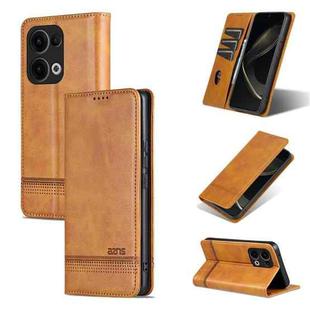 For OPPO Reno13 AZNS Magnetic Calf Texture Flip Leather Phone Case(Light Brown)
