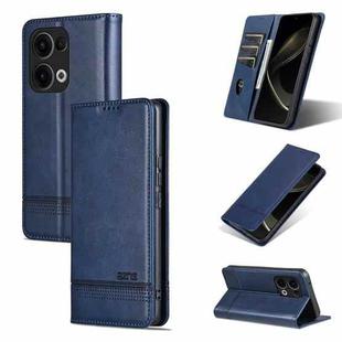 For OPPO Reno13 AZNS Magnetic Calf Texture Flip Leather Phone Case(Dark Blue)