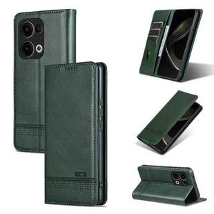 For OPPO Reno13 AZNS Magnetic Calf Texture Flip Leather Phone Case(Dark Green)