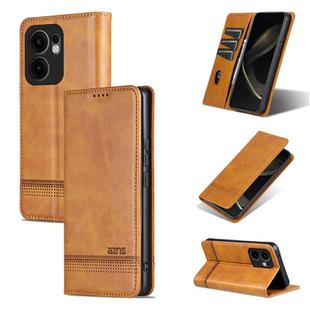For OPPO Reno13 F AZNS Magnetic Calf Texture Flip Leather Phone Case(Light Brown)