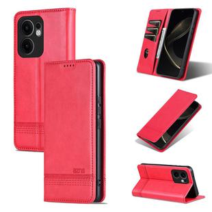 For OPPO Reno13 F AZNS Magnetic Calf Texture Flip Leather Phone Case(Red)