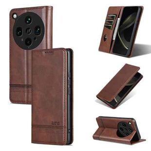 For OPPO Find X8 Ultra AZNS Magnetic Calf Texture Flip Leather Phone Case(Dark Brown)