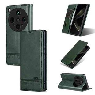 For OPPO Find X8 Ultra AZNS Magnetic Calf Texture Flip Leather Phone Case(Dark Green)