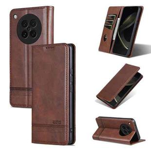 For OPPO Find X8s AZNS Magnetic Calf Texture Flip Leather Phone Case(Dark Brown)
