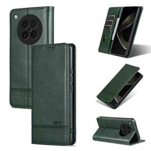 For OPPO Find X8s AZNS Magnetic Calf Texture Flip Leather Phone Case(Dark Green)