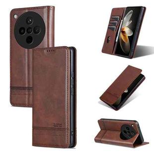 For OPPO Find X8s+ AZNS Magnetic Calf Texture Flip Leather Phone Case(Dark Brown)