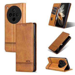 For OPPO Find X8s+ AZNS Magnetic Calf Texture Flip Leather Phone Case(Light Brown)