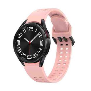 For Samsung Galaxy Watch 6 Double-row Hole Solid Color Silicone Watch Band(Pink)