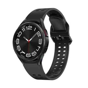 For Samsung Galaxy Watch 6 Double-row Hole Solid Color Silicone Watch Band(Black)