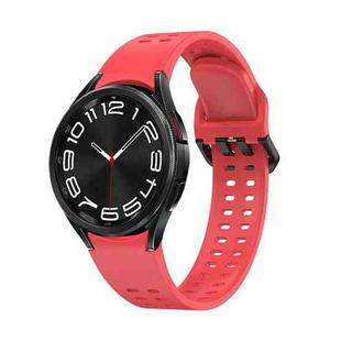 For Samsung Galaxy Watch 6 Double-row Hole Solid Color Silicone Watch Band(Red)