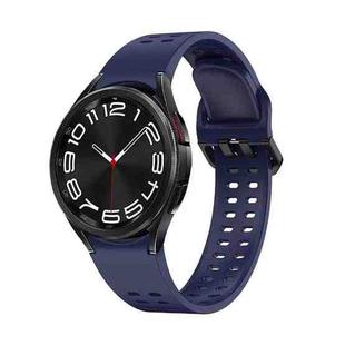 For Samsung Galaxy Watch 6 Double-row Hole Solid Color Silicone Watch Band(Dark Blue)