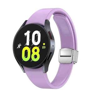 For Samsung Galaxy Watch 6 Magnetic Folding Silver Buckle Silicone Watch Band(Purple)
