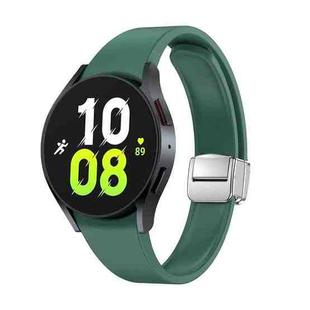 For Samsung Galaxy Watch 6 Magnetic Folding Silver Buckle Silicone Watch Band(Army Green)