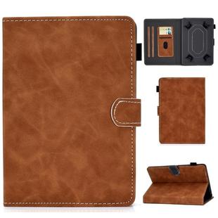 For 10 inch Tablet PC Universal Cowhide Texture Horizontal Flip Leather Case with Holder & Card Slots & Pen Slot(Brown)