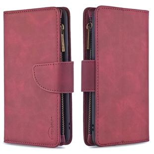 For Xiaomi Redmi Note 7 Skin Feel Detachable Magnetic Zipper Horizontal Flip PU Leather Case with Multi-Card Slots & Holder & Wallet & Photo Frame & Lanyard(Red)